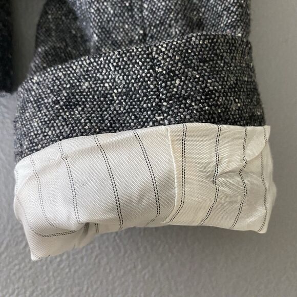 ANN TAYLOR LOFT Petites Blazer Wool Tweed Ruffled Peplum Jacket Womens 0 P Gray - Picture 4 of 11